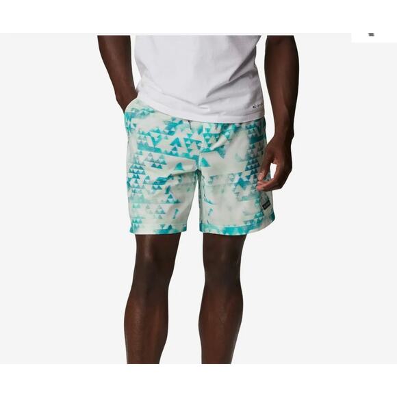 Columbia Summertide Mens Swim Shorts Trunks Size XL Green Geometric - Picture 1 of 6